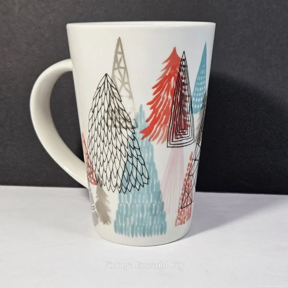 Starbucks Christmas Coffee Mug Holiday Cup Abstract Geometric Forest Trees